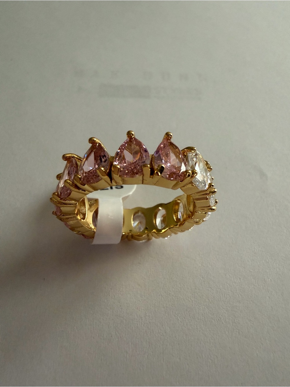 18K Gold Filled Pink & Clear AAA CZ Eternity Band Ring - Picture 5 of 5